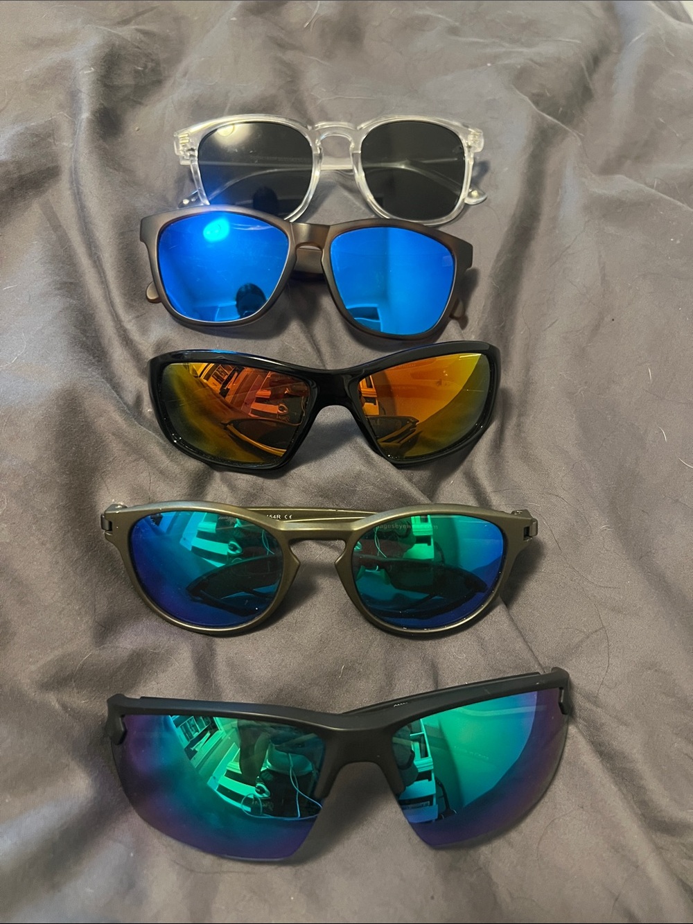 Men's Mirrored Lens Sunglasses Pack - Blue, Orange, Green, Black